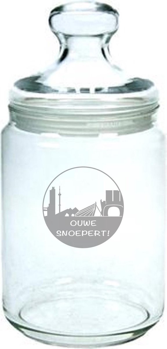 Snoeppot Skyline Rotterdam Tekst ouwe snoepert!