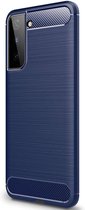 Samsung Galaxy S21 Plus Hoesje Geborsteld TPU Back Cover Blauw