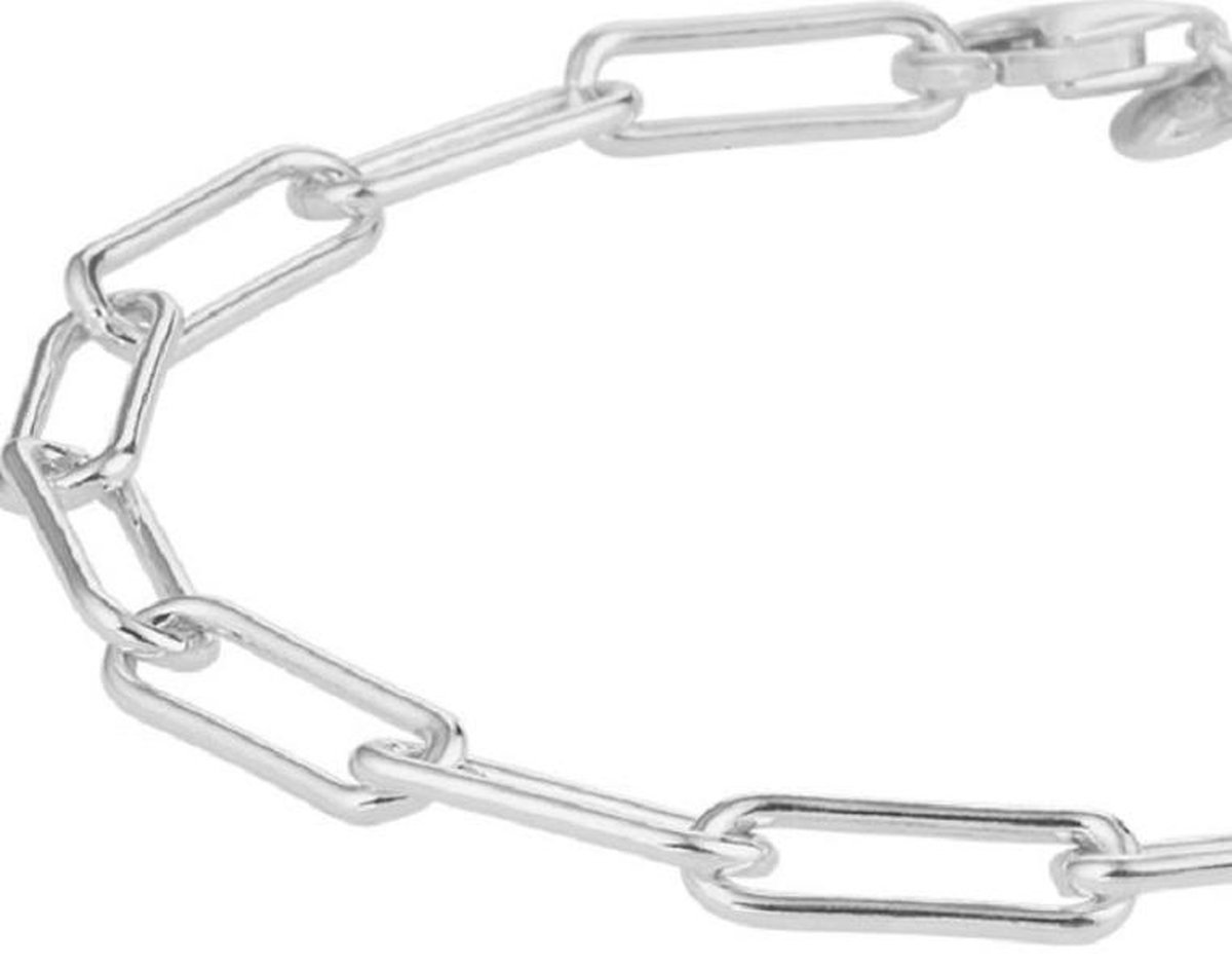 Schitterende Zilveren Armband Paperclip 19 cm.