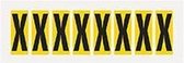 Letter stickers alfabet - 20 kaarten - geel zwart teksthoogte 50 mm Letter X