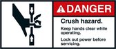 Danger Crush hazard lock-out power sticker, ANSI, 2 per vel 45 x 100 mm