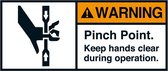 Warning Pinch point sticker, ANSI 45 x 100 mm