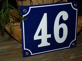 Emaille huisnummer 18x15 blauw/wit nr. 46