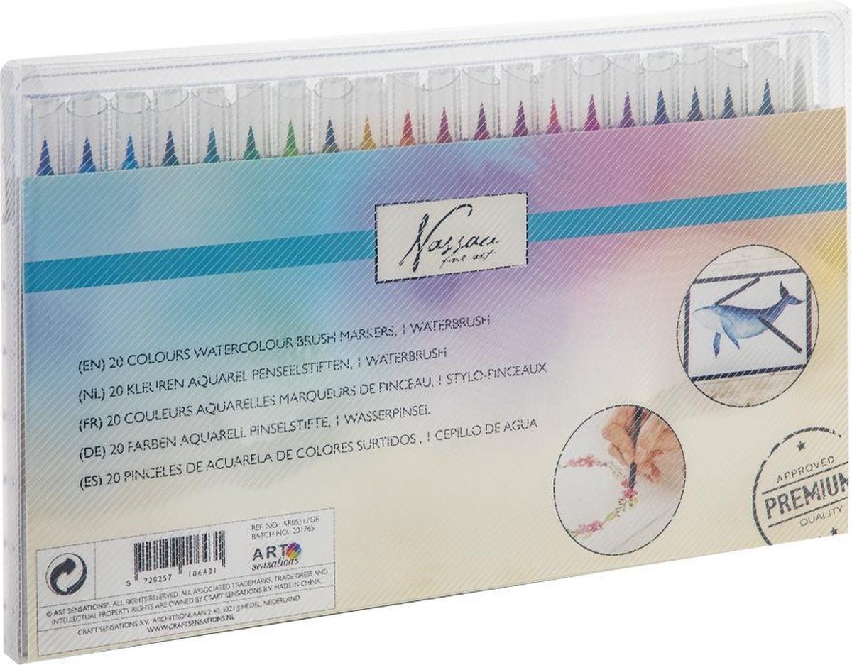 Brushpennen 20pcs - 1 waterbrush - Penseelstiften - Bullet journal - Handlettering set - Fineliners — afbeelding 2