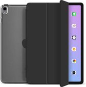 Hoes geschikt voor Apple iPad Air 2020/2022 - Smart Tri-Fold Semi-Transparante Hard Case met TPU Silicone randen – Zwart -papierachtig - Screenprotector - - iPad Air 4 - iPad Hoesj