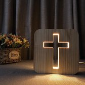 Lampe de table / veilleuse en bois - LED - Croix