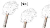 6x Party kanon wit papier 30 cm - huwelijk trouwen thema feest white party festival party shooter kanon confetti
