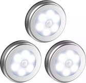 Led lamp- Led licht- Draadloos- Kastverlichting- LED Nachtlampje met Bewegingssensor - Koud wit - Set van 3 - Werkt op batterij met sensor - Binnenlamp - Trap en kasten - Lamp voor in kast- N