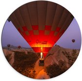 Dibond Wandcirkel - Luchtballonnen bij Bergen - 70x70cm Foto op Aluminium Wandcirkel (met ophangsysteem)