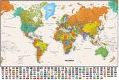 Grote Wereldkaart - Wit - Landkaart - Schoolkaart  - Schoolplaat - Atlas 150 x 100 CM - Wanddecoratie - Extra Groot - Kwaliteit - Design - Poster - Om aan de muur te hangen - Werel