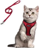 Kattenharnas Met leiband – Kattentuigje Met Looplijn – Verstelbaar Katten tuigje – Kittentuigje - Kittenharnas – Tuigje voor Katten – Maat XS