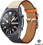 Lederen smartwatch bandje - geschikt voor Samsung Galaxy Watch 3 45mm / Galaxy Watch 1 46mm / Gear S3 Classic & Frontier - wit/donkerblauw