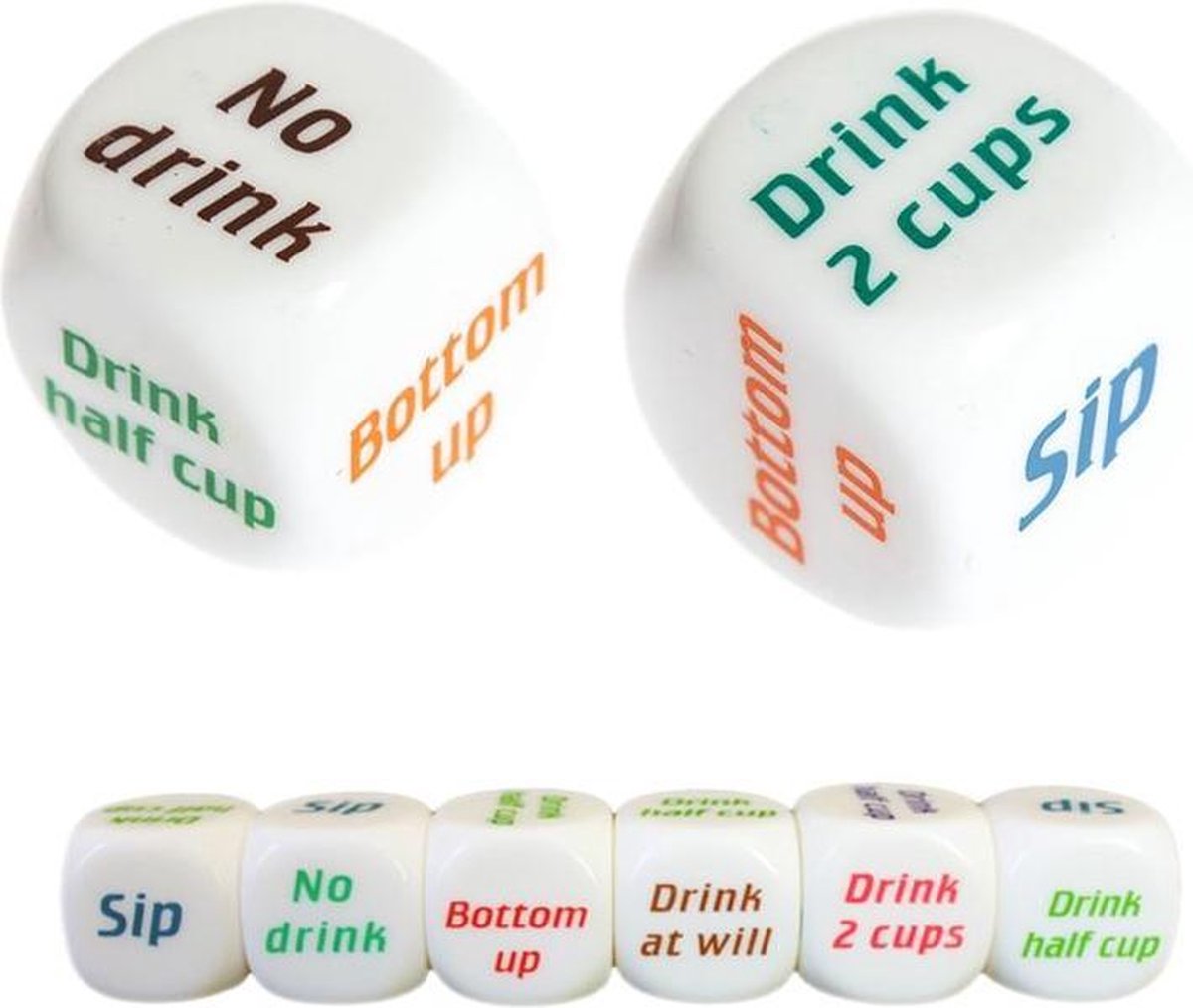 Set van 2 Leuke Drink Dobbelstenen voor Drankspel - Drinkopdracht - Drankspelletje - Gooi en Drink - Stipco