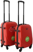2 delige ABS lichtgewicht harde handbagage kofferset met cijferslot rood