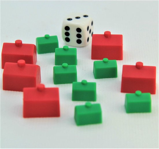 Afbeelding van het spel Monopoly Huisjes en Hotels set incl. 2 dobbelstenen - 52-delig