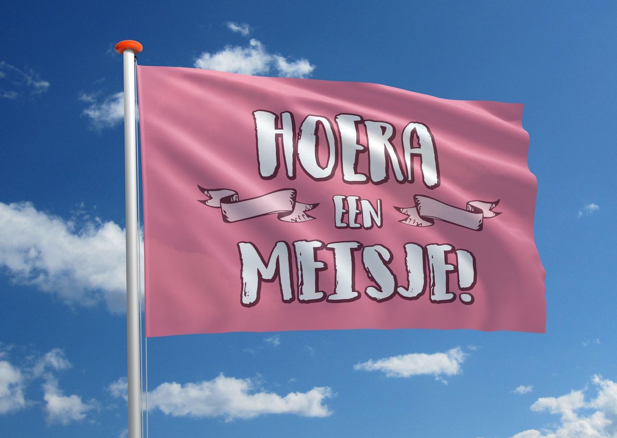 Geboortevlag: 'Hoera een meisje!' - 150x225 cm