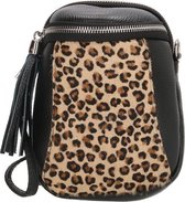 Charm London Leather crossbody tas/telefoontasje leopard