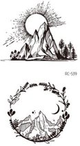 Temporary tattoo | tijdelijke tattoo | fake tattoo | gebergte - mountain range | 6 x 10.5 cm