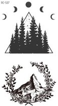 Temporary tattoo | tijdelijke tattoo | fake tattoo | maan - gebergte - natuur | 6 x 10.5 cm