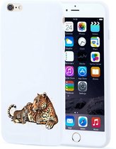 Apple Iphone 6 / 6S Wit siliconen hoesje Jachtluipaard