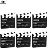 6x Filmklapper Hollywood 18 x 20 cm - film thema feest klapbord festival camera actie