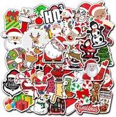 50x Kerstmis sticker met kerstman, sneeuwpop, Arreslee etc. Leuke kerstdecoratie voor raam, muur, op cadeautjes etc.