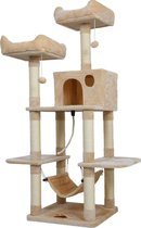 Milo Krabpaal voor katten - Kattenboom - Krabpalen - Beige - 50 x 50 x 150 cm