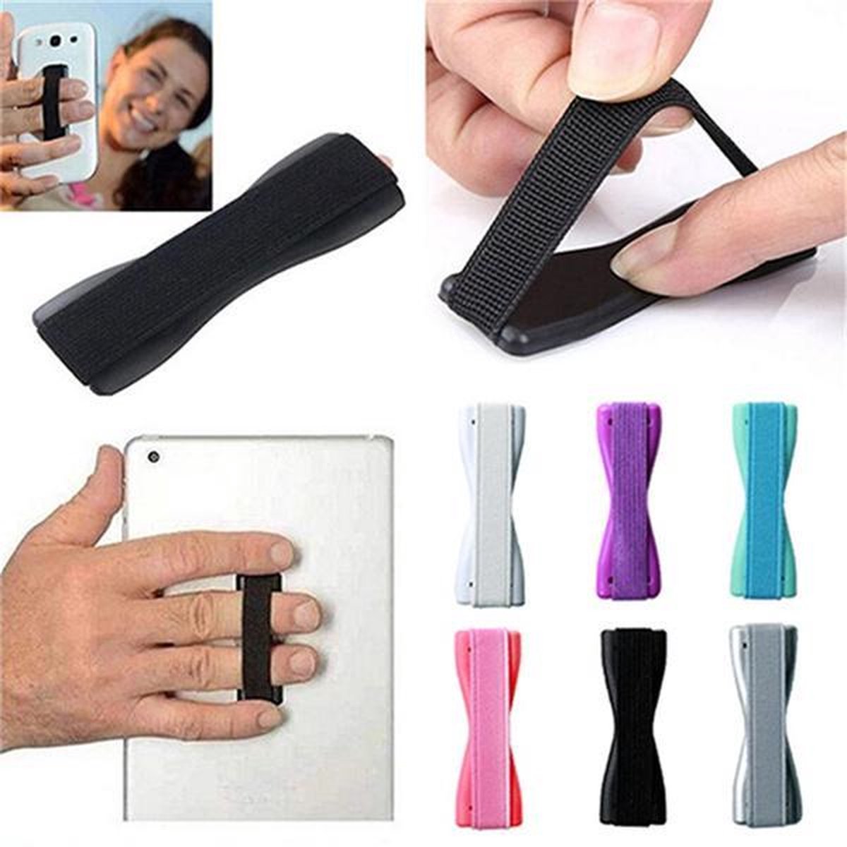 MW Sling grip Smartphone anti-slip greep - Universele ring vinger telefoon houder - Elastische Band - Roze