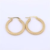 Oorringen | Hoop earrings | Checkered patroon | Ruitjes patroon | Stainless Steel | Goud | 30 mm