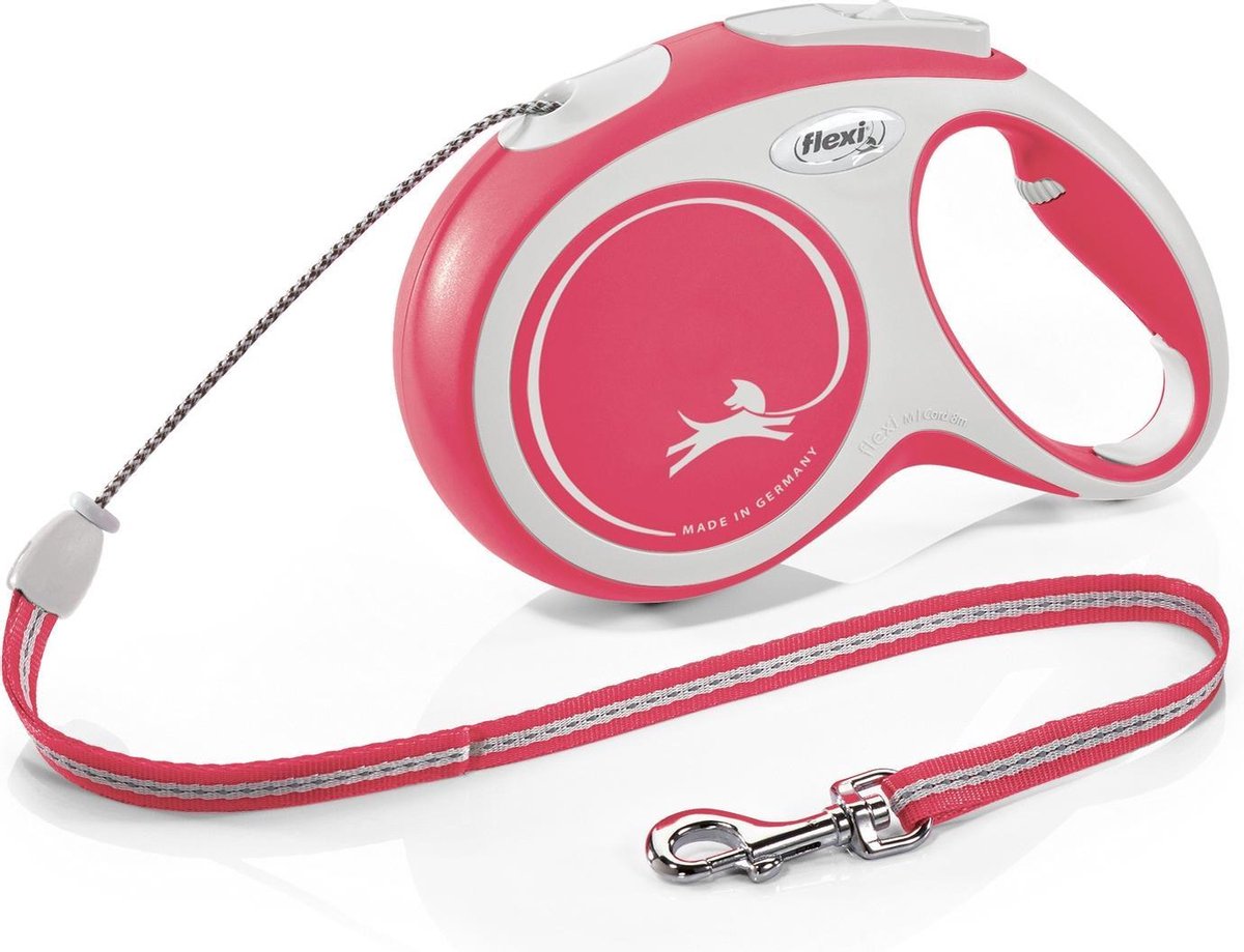 Flexi New Comfort - Rollijn Hondenriem - M - 8 Meter - Middelgrote Honden - Rood