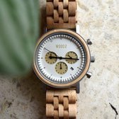 Woodzstyle® | collectie Flores | Houten horloge Lotte| houten herenhorloge | houten dameshorloge |hoogwaardig Quartz uurwerk |  ⌀ 45 mm |aanpasbaar houten horlogebandje | geleverd