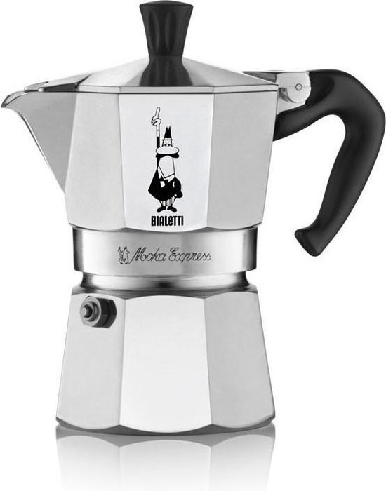 Bialetti Moka Express Percolator - Middel - 3 Kops - Zilver