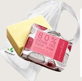 Soap & Gifts | Pure olijf Zeep met Grapefruit | Natuurlijke Hand & Body Zeep | Vega |2 Stuks 300 gram totaal | Incl Zeepzakje voor veel Schuim|