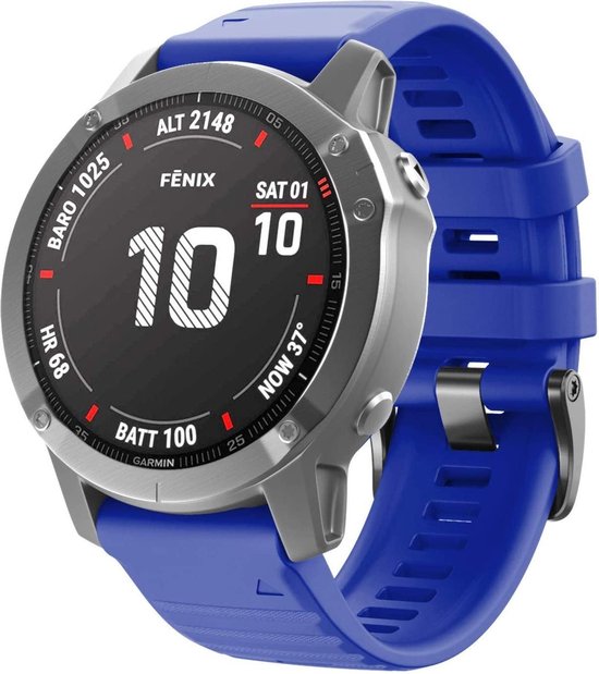 Strap-it Garmin Fenix 5x / 6x siliconen bandje - blauw | bol.com