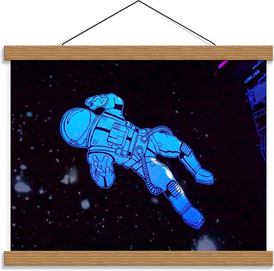 Schoolplaat – Cartoon Astronaut in de Ruimte - 40x30cm Foto op Textielposter (Wanddecoratie op Schoolplaat)