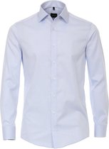 VENTI modern fit overhemd - twill - blauw - Strijkvriendelijk - Boordmaat: 45
