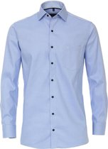 CASA MODA comfort fit overhemd - lichtblauw met wit structuur mini dessin (contrast) - Strijkvrij - Boordmaat: 43