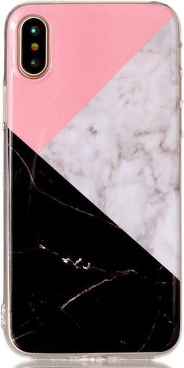 Zwart roze marmer telefoonhoesje iPhone X / Xs softcase
