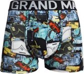 Heren boxershorts Grandman 3  pack katoen met bamboe lange pijpen zwart print L