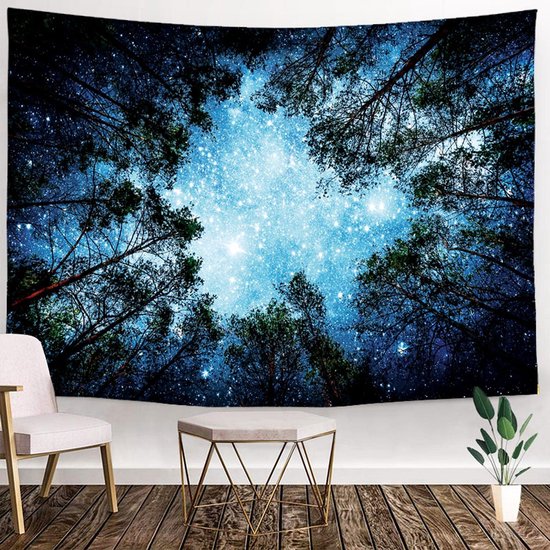 Ulticool - Stars Universe Planets Nature Arbres Forest - Tapisserie - 200x150 cm - Groot tapisserie - Affiche