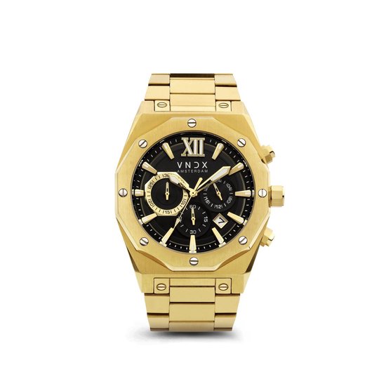VNDX Amsterdam Horloge voor mannen Wise Man Staal Goud bol