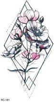 Temporary tattoo | tijdelijke tattoo | fake tattoo | ruit - klaprozen | 6 x 10.5 cm