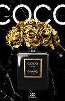 Luxe Plexiglas Schilderij Chanel Black Gold | 60 x 90 | Woonkamer | Slaapkamer | Kantoor | Design | Modern | 5 MM DIK**