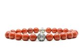 Beaddhism - Armband - Rojo - Zilver - Kashmir - 8 mm - 17 cm