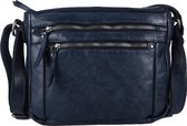 Genicci Lippe Crossbody tas Navy Blauw leer | Vintage | Opbergvakken