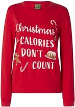 Dames Kersttrui Christmas Calories Don't Count - Rood - Maat L