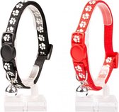 Duvo+ Kattenhalsband pootjes nylon Rood 20-30cm / 10mm, LET OP PER STUK, ALLEEN DE RODE WORD GELEVERD !!