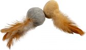 Duvo+ Cushy ballen met veren Bruin/grijs 2pc - 12x4x5cm