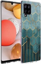 iMoshion Hoesje Geschikt voor Samsung Galaxy A42 Hoesje Siliconen - iMoshion Design hoesje - Goud / Meerkleurig / Groen / Green Honeycomb