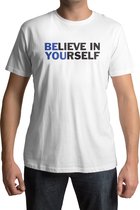Believe in yourself T-shirt - Heren - Maat L - Wit